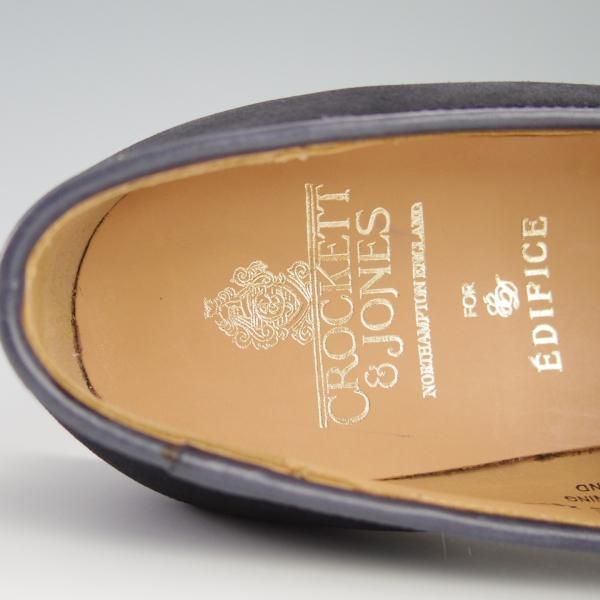ほぼ未使用★クロケット&ジョーンズ 8E【定価￥77,000-★EDIFICE別注/THURLOE】302ラスト/ローファー/スエード/紺/Crockett&Jones★f565