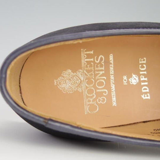 ほぼ未使用★クロケット&ジョーンズ 8E【定価￥77,000-★EDIFICE別注/THURLOE】302ラスト/ローファー/スエード/紺/Crockett&Jones★f565