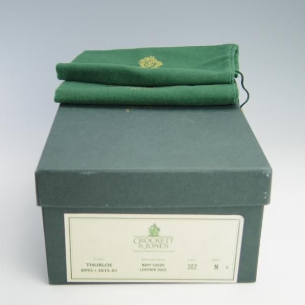 ほぼ未使用★クロケット&ジョーンズ 8E【定価￥77,000-★EDIFICE別注/THURLOE】302ラスト/ローファー/スエード/紺/Crockett&Jones★f565