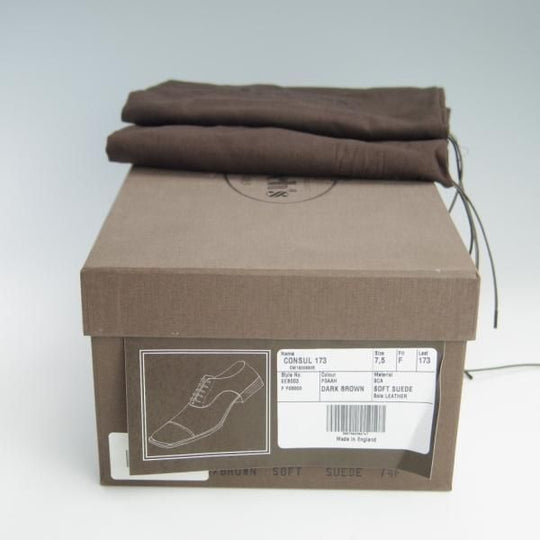 極上★チャーチ 75F/UK7.5【定価￥86,900-★コンサル/CONSUL】173ラスト/ストレートチップ/5都市ロゴ/スエード/濃茶/Church's★f575