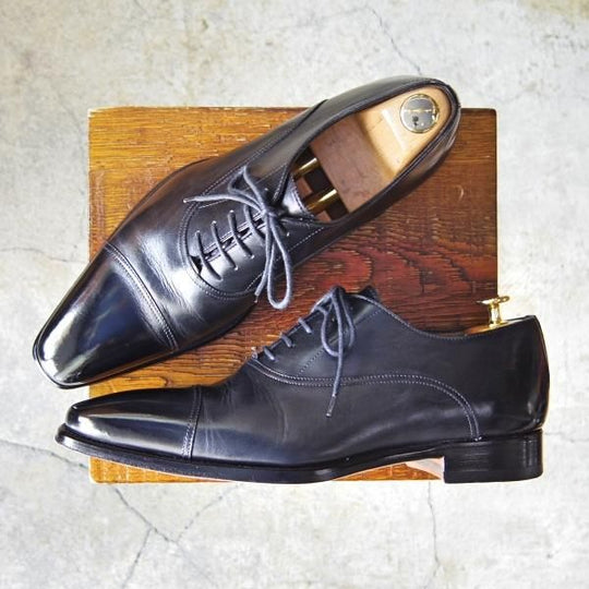 極美品★(伊)ステファノ・ブランキーニ SIZE 8【定価￥80,300-★ストレートチップ/S4693】カーフ/黒/メンズ/STEFANO BRANCHINI★f578