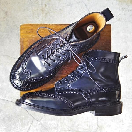 極上★トリッカーズ SIZE 7.5【モデル価格17万円以上★コードバン/濃紺〜ほぼ黒/SHIPS別注】カントリーブーツ/M7484/Tricker's★f580