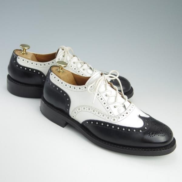 極上★トリッカーズ SIZE 7.5【ダイナイトソール仕様★ギリーシューズ/M7518】フルブローグ/カーフ/白×黒/メンズ/Tricker's★f582