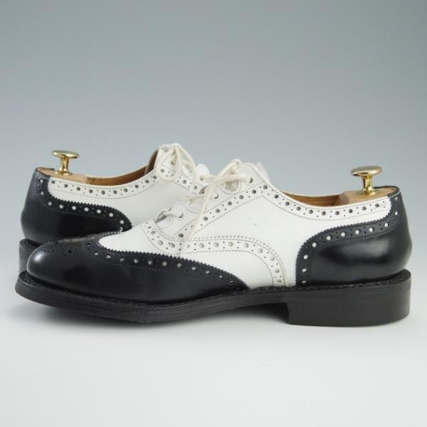 極上★トリッカーズ SIZE 7.5【ダイナイトソール仕様★ギリーシューズ/M7518】フルブローグ/カーフ/白×黒/メンズ/Tricker's★f582