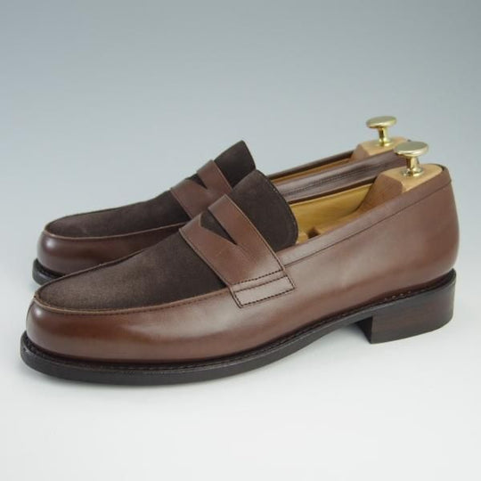 極美品★パラブーツ SIZE 8【定価￥77,000-★コンビ仕様/DAX】ギャラクシーソール/コインローファー/カーフ×スエード/茶/Paraboot★f588