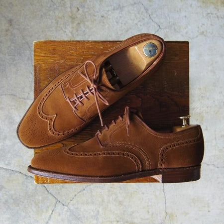 極上★クロケット&ジョーンズ 7E【★(英)ポールスミス別注/Paul Smith】フルブローグ/スエード/茶/メンズ/Crockett&Jones★f589