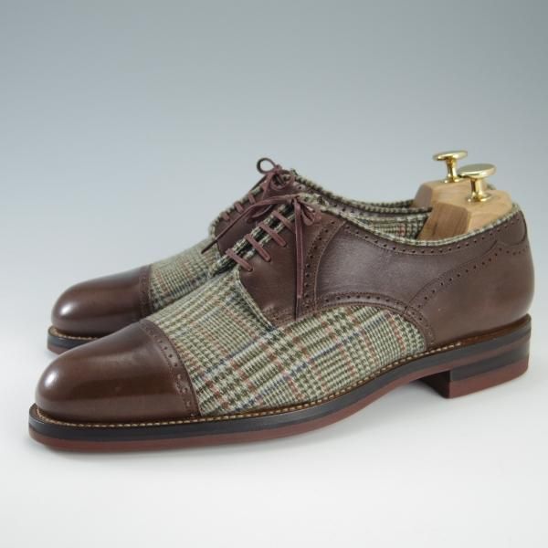 未使用★(伊)DUCAL/デュカル SIZE 40.5【コンビ仕様★ブラックラピド製法/6759】クォーターブローグ/カーフ×ウール/茶★f593