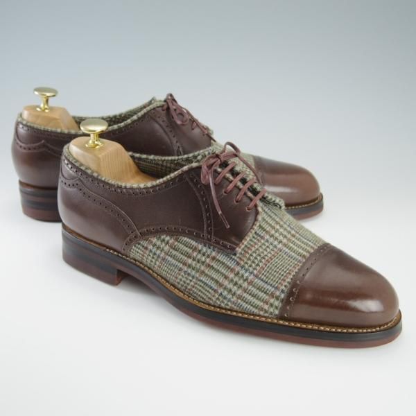 未使用★(伊)DUCAL/デュカル SIZE 40.5【コンビ仕様★ブラックラピド製法/6759】クォーターブローグ/カーフ×ウール/茶★f593