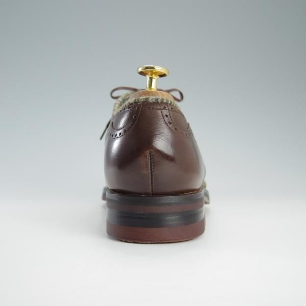 未使用★(伊)DUCAL/デュカル SIZE 40.5【コンビ仕様★ブラックラピド製法/6759】クォーターブローグ/カーフ×ウール/茶★f593