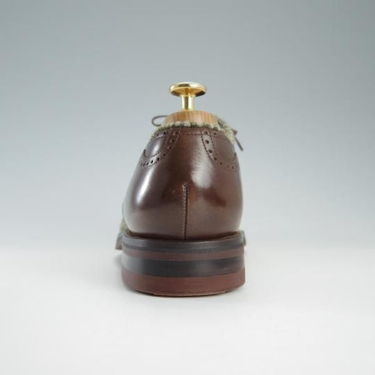 未使用★(伊)DUCAL/デュカル SIZE 40.5【コンビ仕様★ブラックラピド製法/6759】クォーターブローグ/カーフ×ウール/茶★f593