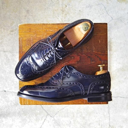 極上★チャーチ(レディース) SIZE 37【モデル定価￥86,900-★バーウッド/BURWOOD WG】ポリッシュドバインダーカーフ/紺/Church's★f595