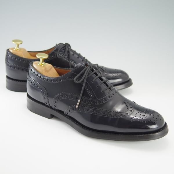 極上★チャーチ(レディース) SIZE 37【モデル定価￥86,900-★バーウッド/BURWOOD WG】ポリッシュドバインダーカーフ/紺/Church's★f595