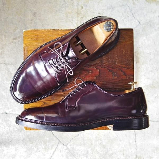 美品★オールデン 8E【定価￥138,600-★コードバン仕様/990】バリーラスト/プレーントゥ/#8/赤茶/メンズ/Alden★f597