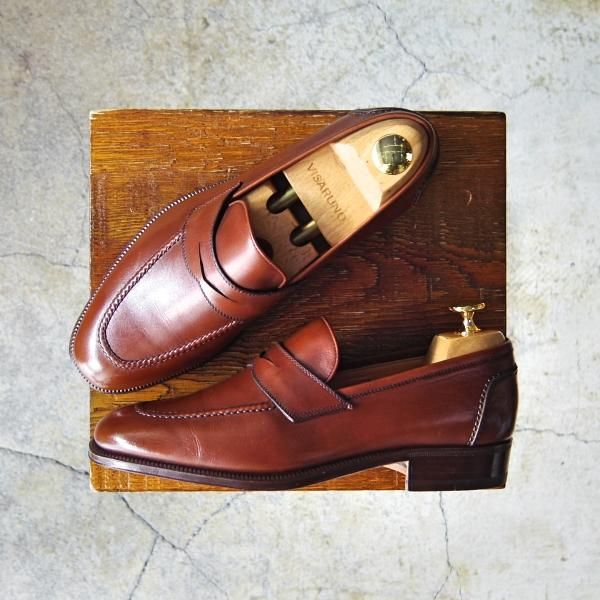 ほぼ試着程度★(伊)タニノクリスチー SIZE 5【定価15万円以上★コインローファー/122888】カーフ/茶/メンズ/TANINO CRISCI★f599