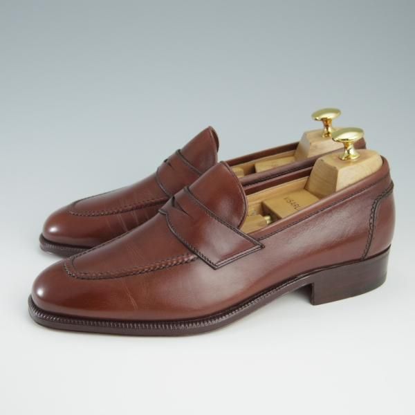 ほぼ試着程度★(伊)タニノクリスチー SIZE 5【定価15万円以上★コインローファー/122888】カーフ/茶/メンズ/TANINO CRISCI★f599