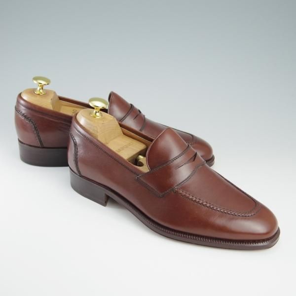 ほぼ試着程度★(伊)タニノクリスチー SIZE 5【定価15万円以上★コインローファー/122888】カーフ/茶/メンズ/TANINO CRISCI★f599