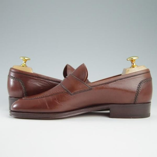 ほぼ試着程度★(伊)タニノクリスチー SIZE 5【定価15万円以上★コインローファー/122888】カーフ/茶/メンズ/TANINO CRISCI★f599