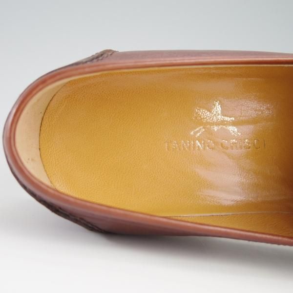 ほぼ試着程度★(伊)タニノクリスチー SIZE 5【定価15万円以上★コインローファー/122888】カーフ/茶/メンズ/TANINO CRISCI★f599