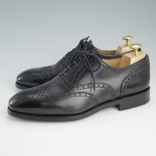 極上★(スペイン製)CARMINA/カルミナ SIZE 6.5【ダイナイトソール仕様★フルブローグ/742】カーフ/黒/メンズ★f620