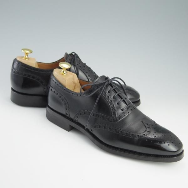 極上★(スペイン製)CARMINA/カルミナ SIZE 6.5【ダイナイトソール仕様★フルブローグ/742】カーフ/黒/メンズ★f620