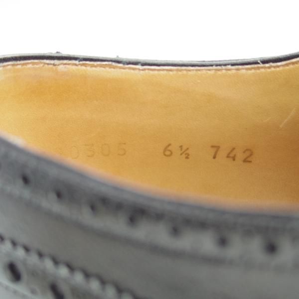 極上★(スペイン製)CARMINA/カルミナ SIZE 6.5【ダイナイトソール仕様★フルブローグ/742】カーフ/黒/メンズ★f620