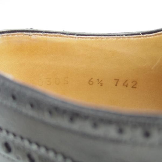 極上★(スペイン製)CARMINA/カルミナ SIZE 6.5【ダイナイトソール仕様★フルブローグ/742】カーフ/黒/メンズ★f620