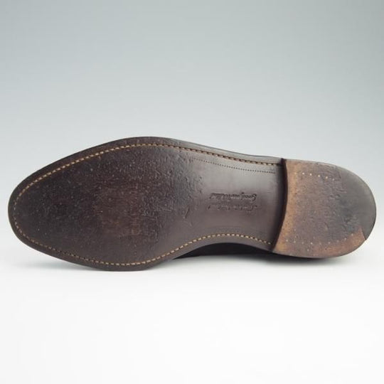 極美品★(英)チーニー 8.5F【定価￥74,800-★アーバンリサーチ別注/コインローファー】CANNON/277ラスト/スエード/黒/CHEANEY★f622