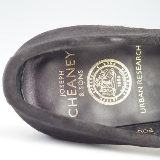 極美品★(英)チーニー 8.5F【定価￥74,800-★アーバンリサーチ別注/コインローファー】CANNON/277ラスト/スエード/黒/CHEANEY★f622