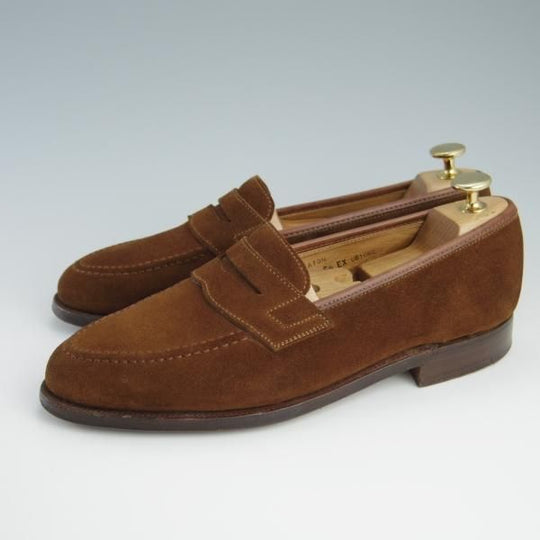 極上★クロケット&ジョーンズ 6.5EX【★コインローファー/EATON】スエード/茶/メンズ/Crockett&Jones★f629