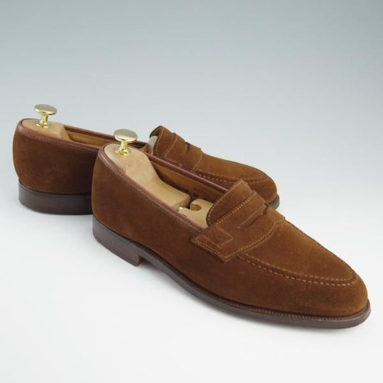 極上★クロケット&ジョーンズ 6.5EX【★コインローファー/EATON】スエード/茶/メンズ/Crockett&Jones★f629