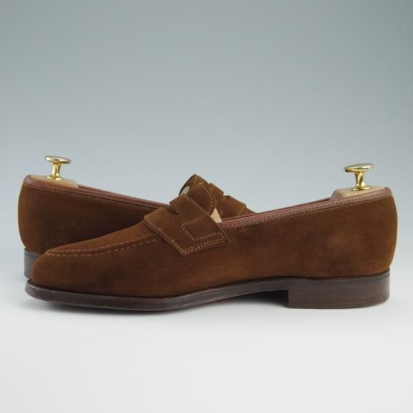極上★クロケット&ジョーンズ 6.5EX【★コインローファー/EATON】スエード/茶/メンズ/Crockett&Jones★f629