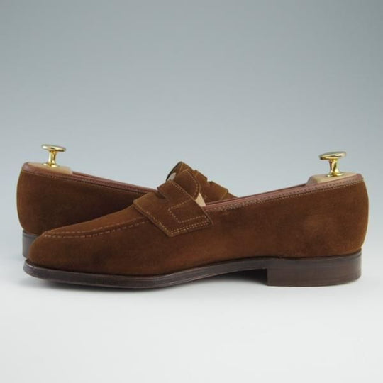 極上★クロケット&ジョーンズ 6.5EX【★コインローファー/EATON】スエード/茶/メンズ/Crockett&Jones★f629