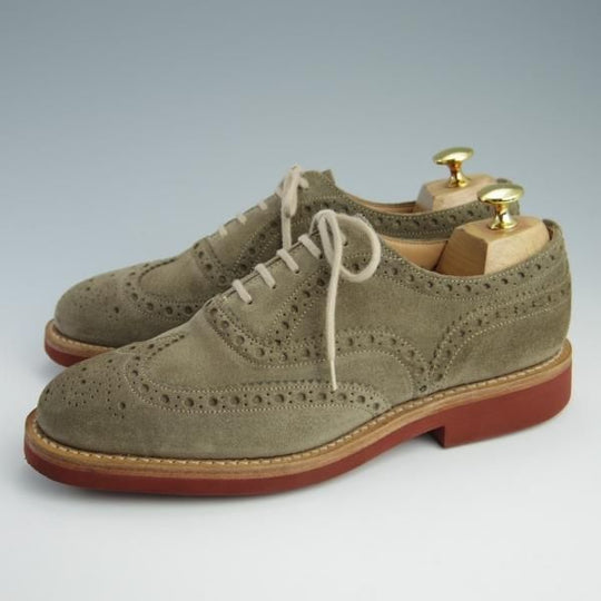 極美品★チャーチ 50G/UK5【バーウッドのカジュアル仕様モデル★DOWNTON/81ラスト】フルブローグ/スエード/薄茶/メンズ/Church's★f631