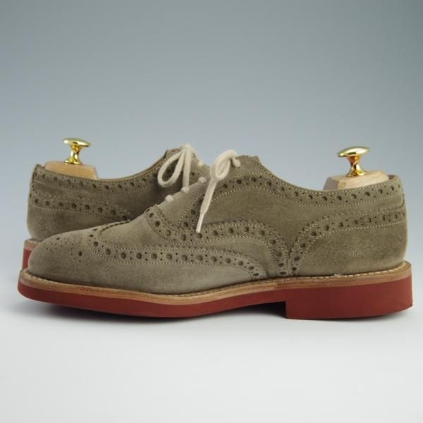 極美品★チャーチ 50G/UK5【バーウッドのカジュアル仕様モデル★DOWNTON/81ラスト】フルブローグ/スエード/薄茶/メンズ/Church's★f631