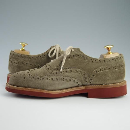 極美品★チャーチ 50G/UK5【バーウッドのカジュアル仕様モデル★DOWNTON/81ラスト】フルブローグ/スエード/薄茶/メンズ/Church's★f631