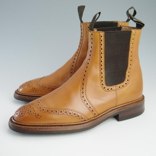 極美品★(英)Loake/ローク 6F【ダイナイトソール仕様★サイドゴアブーツ/THIRSK】024ラスト/カーフ/TAN/薄茶/メンズ★f633
