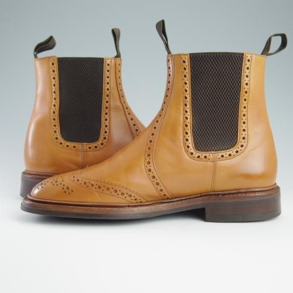 極美品★(英)Loake/ローク 6F【ダイナイトソール仕様★サイドゴアブーツ/THIRSK】024ラスト/カーフ/TAN/薄茶/メンズ★f633