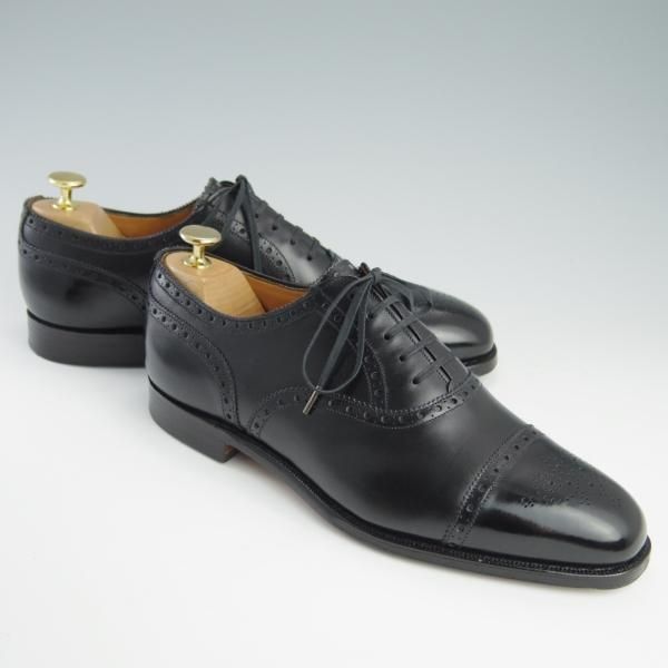 極美品★(英)グレンソン 7.5F【現行定価￥74,800-★footmaster/フットマスター/OXFORD】22352/セミブローグ/カーフ/黒/GRENSON★f639