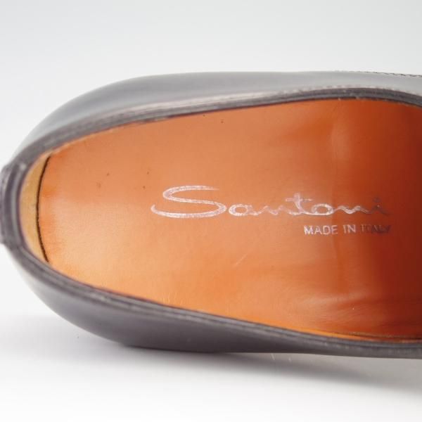極美品★(伊)サントーニ SIZE 7.5【★Uチップ/2605】カーフ/黒/メンズ/Santoni★f654