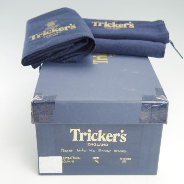 極美品★トリッカーズ SIZE 7.5【定価￥81,000-★ダブルモンク/Rufus】7824/カーフ/薄茶/メンズ/Tricker's★f656