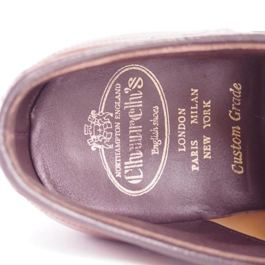 美品★チャーチ 70F/UK7【貴重★Exclusive Leather/ベティスカーフ/119ラスト】Tenby/セミブローグ/茶/メンズ/Church's★f657