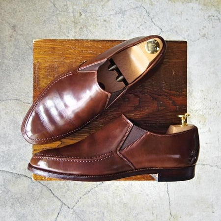 極上★クロケット&ジョーンズ 6.5E【★トゥモローランド別注/TOMORROWLAND】サイドエラスティック/カーフ/茶/メンズ/Crockett&Jones★f672