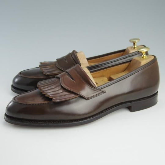 極美品★クロケット&ジョーンズ 9E【定価￥118,800-★コードバン/茶/ブラウン】バーニーズNY別注/コインローファー/Crockett&Jones★f690