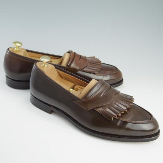 極美品★クロケット&ジョーンズ 9E【定価￥118,800-★コードバン/茶/ブラウン】バーニーズNY別注/コインローファー/Crockett&Jones★f690