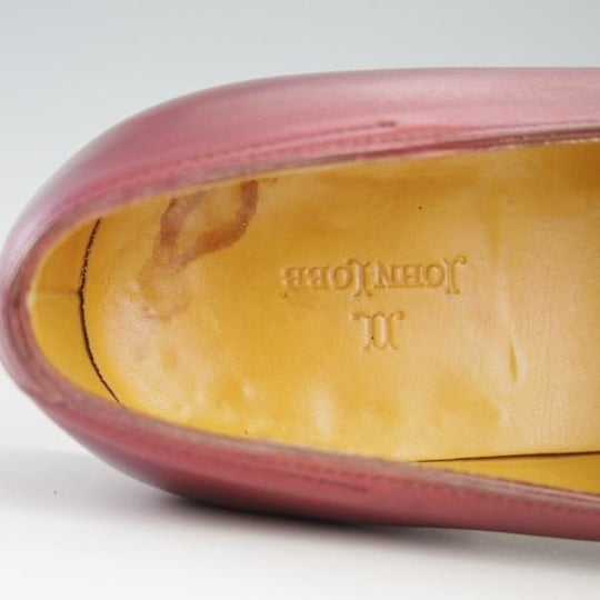 極上★ジョンロブ 7.5E【モデル定価￥217,800-★ロペス/LOPEZ】4395ラスト/コインローファー/カーフ/赤茶×白/メンズ/JOHN LOBB★f695