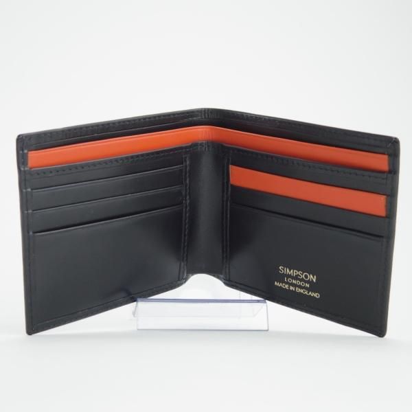 未使用★(英)SIMPSON LONDON/シンプソン【定価￥35,700-★W15/二つ折り財布】カーフ/黒/レザー/本革/メンズ★f701