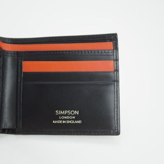 未使用★(英)SIMPSON LONDON/シンプソン【定価￥35,700-★W15/二つ折り財布】カーフ/黒/レザー/本革/メンズ★f701