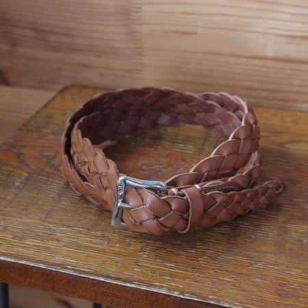 極美品★(英)J&Mデヴィッドソン 32インチ/80cm【★レザー/メッシュベルト/茶】メンズ＆レディース兼用/本革/J&M Davidson★f704