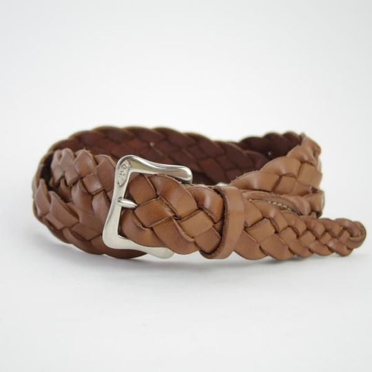 極美品★(英)J&Mデヴィッドソン 32インチ/80cm【★レザー/メッシュベルト/茶】メンズ＆レディース兼用/本革/J&M Davidson★f704