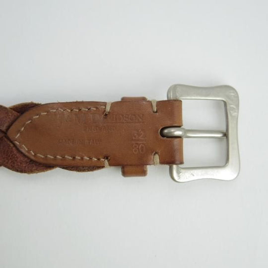 極美品★(英)J&Mデヴィッドソン 32インチ/80cm【★レザー/メッシュベルト/茶】メンズ＆レディース兼用/本革/J&M Davidson★f704